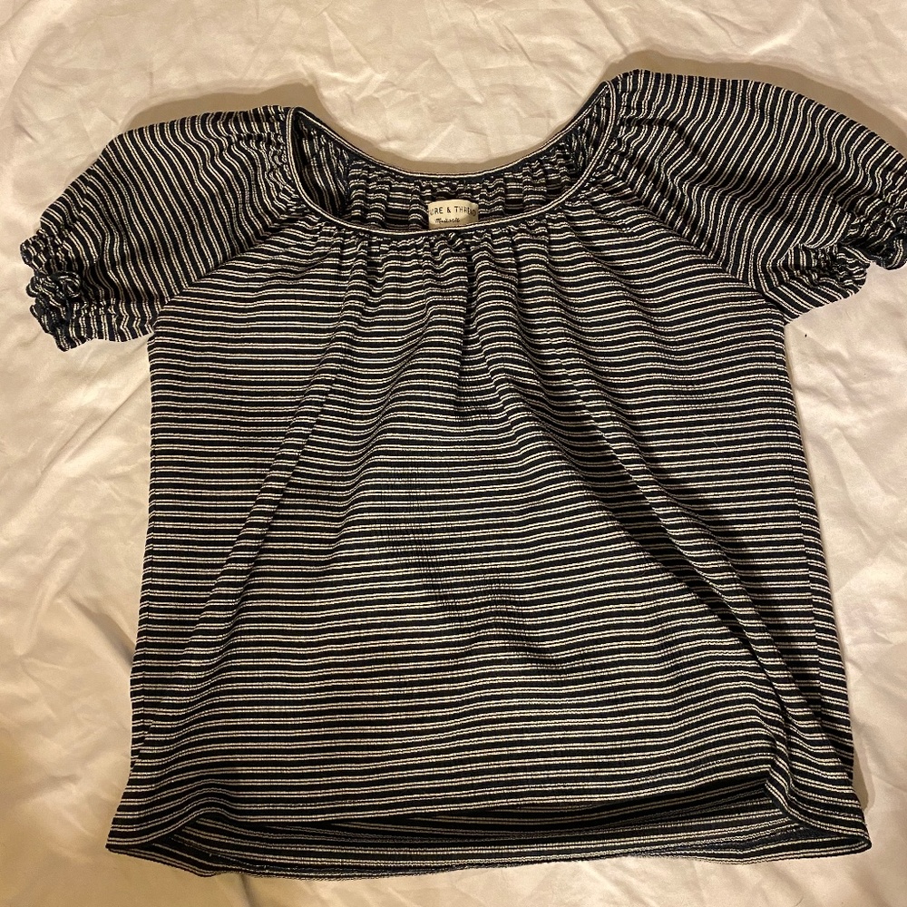 Madewell Texture & Thread Stripped Peasant Top - image 1